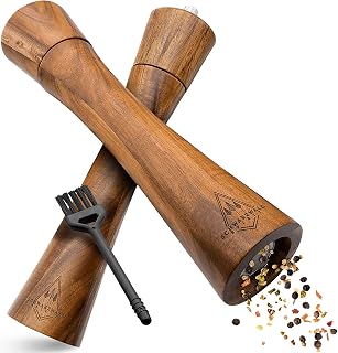 Salz und Pfeffermühle Holz Groß (25,5cm) – 2er Set mit Pfeffer und Salzmühle – Gewürzmühle m…
