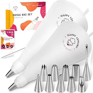 Premium Spritzbeutel Set (15-teilig) – 2 Baumwoll-Spritztüten (35 & 40cm) mit großen Spritztül…