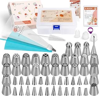 Wenburg Spritzbeutel mit Tüllen – 100-tlg. Torten Spritztüllen Set aus Edelstahl – Profi Spritz…