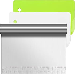 Vicloon Teigkarte Set, 3 Stück Edelstahl Teigschneider, Kunststoff Teigschaberkarte Tortenkarte,…