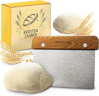 KRUSTENZAUBER Teigschneider aus Edelstahl zum Teilen & Formen von Brotteig | Teigspachtel mit Hol…