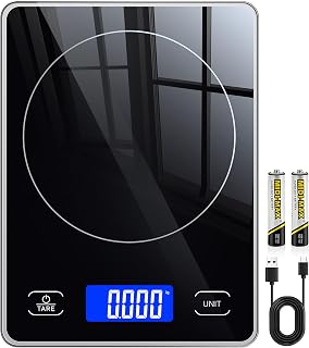 Küchenwaage Digital mit 15 kg Tragkraft, 5 Einheiten in g/ml/fl’oz, Präzise Waage Küche mit Gr…