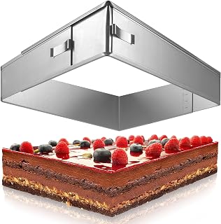 4smile Backrahmen rechteckig verstellbar, 5 cm | Edelstahl Backform rechteckig – Formstabile Kuch…