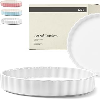 KIVY Tarteform Quicheform Keramik – Rund 28cm – Antihaftbeschichtet – Weiß | Tarteform Keramik -…