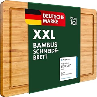 Blumtal Schneidebrett aus 100% Bambus – antiseptisches Holz-Brett mit Saftrille, Holz-Brettchen, …
