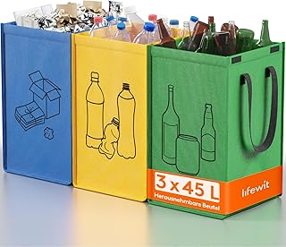 Lifewit Mülltrennsystem für Küche，Mülleimer 3 fächer für Papier, Glas und Plastik ，Recy…