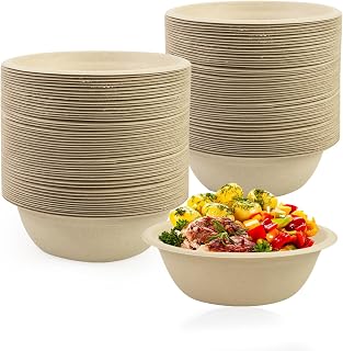 Suppenschalen Pappteller 100 Stück Suppenteller Pappschalen | Zuckerrohr Einweggeschirr Schalen …