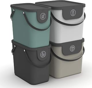 Rotho Albula 4er-Set Mültrennungssystem 2x25l + 2x40l für die Küche, Kunststoff (PP) BPA-frei,…