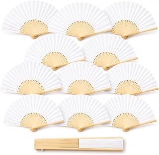 Fächer Hochzeit,12 Stück Handfächer Weiße,Papierfächer Hochzeit,Fächer Weiss Hochzeit,Hochz…