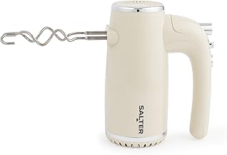 Salter Retro-Handmixer Creme 400 W, 5 Stufen, Turbo | 4 austauschbare Aufsätze, XL-Quirle und Kn…
