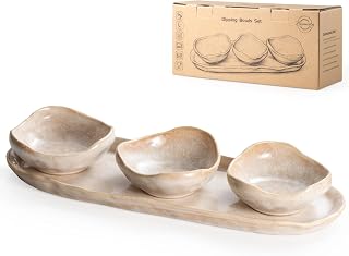 Besmeety Dipshcalen Set mit Servierplatte, Tapas Schalen, Snackschale | Snackteller Keramik, Dess…