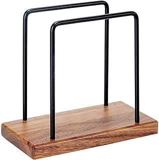 Serviettenhalter, Serviettenhalter aus Holz und Metall, Handtuchhalter für Esstisch im Retro-Sti…