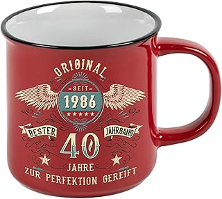 Kaffeetasse mit Reliefdruck als Geschenk zum 40. Geburtstag – bester Jahrgang 1986 – Vintage retr…