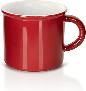 Mahlwerck Retro Kaffeetasse, klassische Emaille Tasse aus Porzellan, Kaffeebecher mit Henkel, 300…
