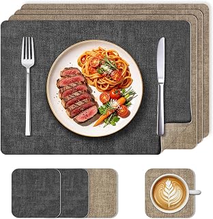 KitchenBoss Tischsets Abwaschbar und Untersetzer 4er Set，Platzsets Abwaschbar Schmutzabweisend …