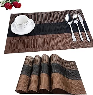 6er Set Platzsets 30x45cm Platzdeckchen Rutschfest Abwaschbar Tischmatten PVC Abgrifffeste Hitzeb…