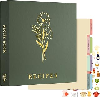 Lanpn Rezepte Ordner für Kochrezepte, 3 Ringen DIY Kochbuch Selbst Schreiben, Rezeptbuch zum Sel…