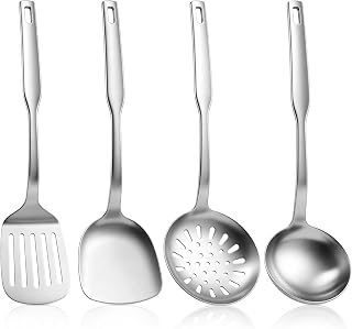 Homikit Pfannenwender, 4 Stück Edelstahl Küchenhelfer Kochutensilien Set | Hitzebeständig Meta…