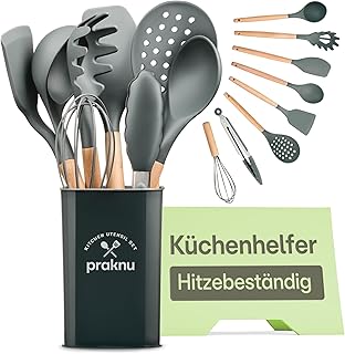 Praknu Küchenutensilien Silikon 8-teilig – Kochlöffel Set – Küchenhelfer | Hitzebeständig…