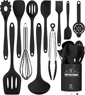 Küchenhelfer Set, 12-teiliges Silikon Kochutensilien Kochbesteck Set, Hitzebeständiger Kochgesc…