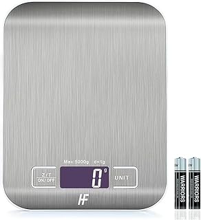 HomeFashion Digitale Küchenwaage 5kg 1g 11lb Edelstahlplattform, LED-Display, Präzisions-Lebens…