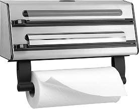 Emsa 504180 Contura 3-fach-Schneidabroller, Küchenrolle, Alufolie, Frischhaltefolie, kompakt, Ed…