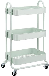 Amazon Basics Werkzeug- oder Küchenrollwagen, 3 Ebenen, Mintgrün