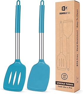 Pfannenwender aus Silikon, robust, antihaftbeschichtet, geschlitzt, hitzebeständig, BPA-frei, id…