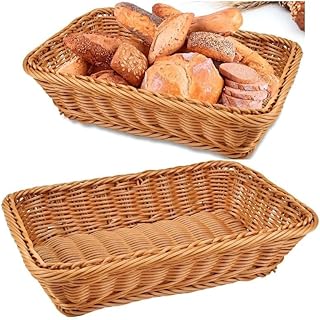 2Pcs Brotkorb Geflochten rotkorb Geflochten Aufbewahrungskorb Frühstückskorb für Tisch- oder T…