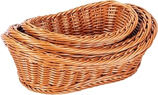 3er Set Brotkorb geflochten, Präsentkorb, Brot Brötchen Obst | Weidenkorb Flechtkorb Set, handg…