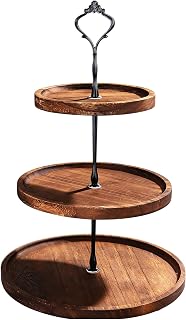 Etagere 3 Etagen, Tortenständer Ø24.5cm,H:36cm, Servierplatte Akazienholz | Kuchen Stand, Servi…