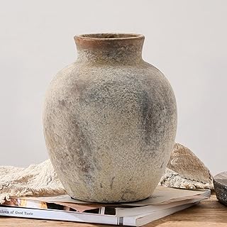 PORCER Rustikale Keramik-Blumenvase, 15,2 cm, niedlicher Bohemian-Stil, Heimdekoration, Terrakott…