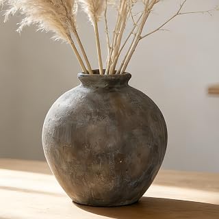 Braun Vintage Rustikale Keramikvase,20 cm Große Vase für Wohnkultur 7″,Wohnzimmer, Esstisch,Hoc…