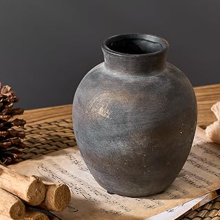 PORCER Rustikale Bauernhaus-Blumenvase, Keramik, 15,2 cm, niedliche Boho-Vase für Heimdekoration…