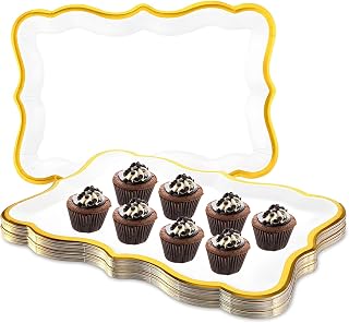 10 Stück Servierplatte 33 x 23 cm Pappe Servierplatten Groß Goldrand Servierplatten Partyplatte…