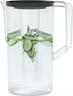 Wessper Wasserkaraffe 3 Liter Mit Kühlung Eiseinsatz | Transparente 100% BPA-frei Wasserkaraffe …