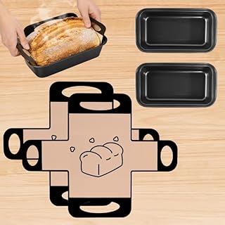 2 Stück Brotbackform Kasten Set, Karbonstahl Kastenform Brot 27.5x15x6cm mit 2 × Backmatte Anti…