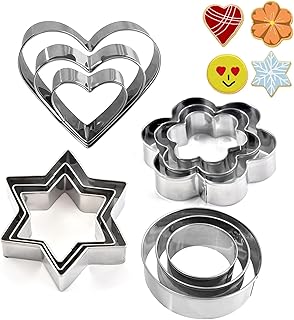 Ausstechformen Set 12 Stück Keksausstecher Edelstahl Ausstecher Rund Herz Stern Blüten Ausstech…