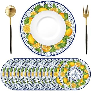 50 Stück Zitrone Papier Platzsets rund, Sommer Papier Tischsets, Einweg Platzsets rund 34 cm, Sa…