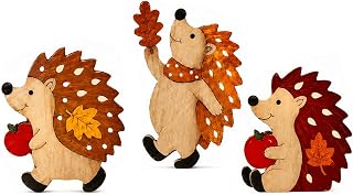 Streudeko Herbst, Tischdeko Herbst, Igel Figuren 3er Set Aus Holz | 11 Bis 13 Cm Hohe Igel Deko F…