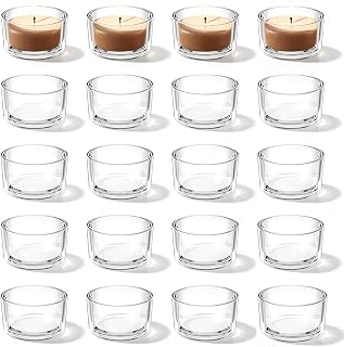 20 Stück Teelichtgläser Set, Teelichthalter Glas 4,5cm x 2,5cm | Teelichtgläser Transparent, K…
