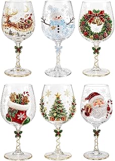Weihnachtsgläser Christmas Weinglas-Kollektion Geschenkbox-Set | Handbemalt Weinglas Trinkglas W…