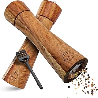 Salz und Pfeffermühle Holz Groß (21 cm) – 2er Set mit Pfeffer und Salzmühle – Gewürzmühle mi…
