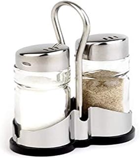 APS 40455 Menage ECONOMIC, 8 x 4 cm, H: 13 cm, Glas, Edelstahl, ABS, Set bestehend aus: Salz- und…