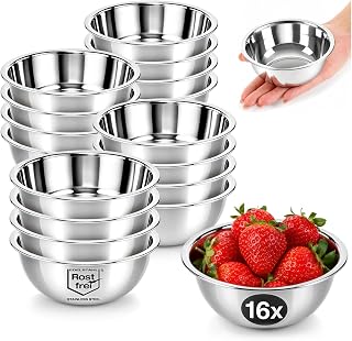 com-four® 16x Saucenschälchen aus Edelstahl, kleine Schalen | Schüssel für Saucen, Dips, Snac…