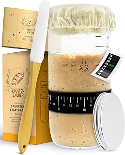 KRUSTENZAUBER Sauerteig Starter Set mit 600ml Gärglas für eigenen Sauerteig | Einfacher Sauerte…