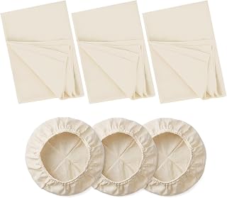 6 Stück Bäckerleinen Set, Leinentuch für Gärkorb & Brotbacken | Leinen, Abdeckhaube Gärkörb…
