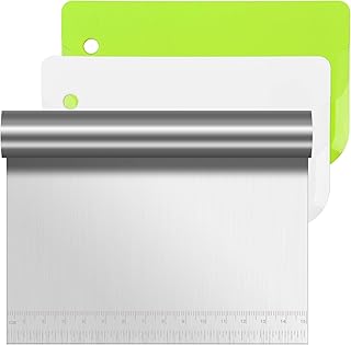 Vicloon Teigkarte Set, 3 Stück Edelstahl Teigschneider, Kunststoff Teigschaberkarte Tortenkarte,…