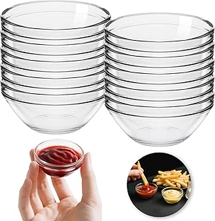 10er-Set Glasschalen Kleine Ø6cm 45ml für Dips, Kleine Schälchen | Dipschalen Set Glas Rund, D…