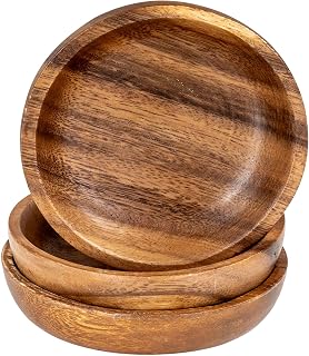 levandeo 3er Set Teller Akazie Ø10cm Holzteller Design Schale Snackschale Dekoteller Unikat Tisc…